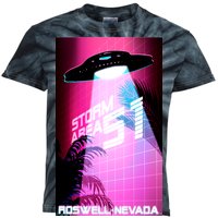 Vaporwave Storm Area 51 UFO Kids Tie-Dye T-Shirt