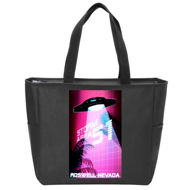 Vaporwave Storm Area 51 UFO Zip Tote Bag