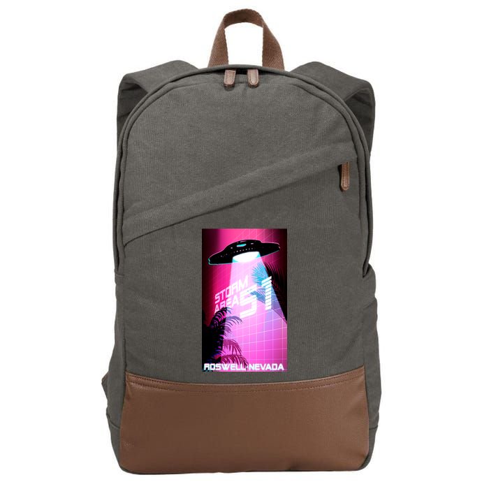 Vaporwave Storm Area 51 UFO Cotton Canvas Backpack