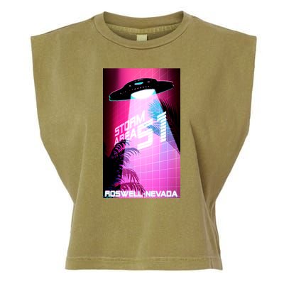 Vaporwave Storm Area 51 UFO Garment-Dyed Women's Muscle Tee