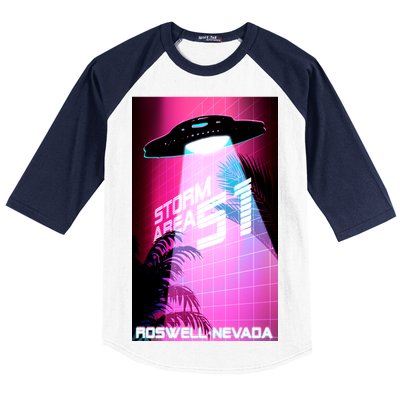 Vaporwave Storm Area 51 UFO Baseball Sleeve Shirt