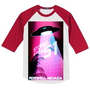 Vaporwave Storm Area 51 UFO Kids Colorblock Raglan Jersey