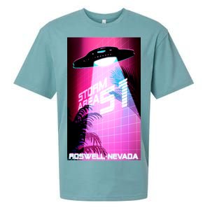 Vaporwave Storm Area 51 UFO Sueded Cloud Jersey T-Shirt