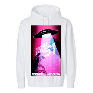 Vaporwave Storm Area 51 UFO Garment-Dyed Fleece Hoodie