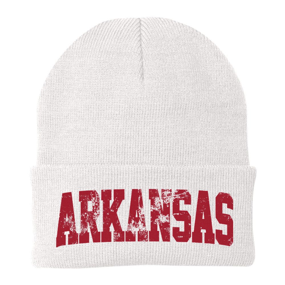 Vintage Arkansas Retro Arkansas Throwback Worn Faded Beanie