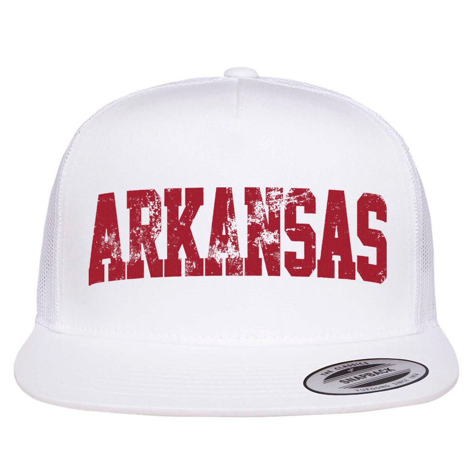 Vintage Arkansas Retro Arkansas Throwback Worn Faded Flat Bill Trucker Hat