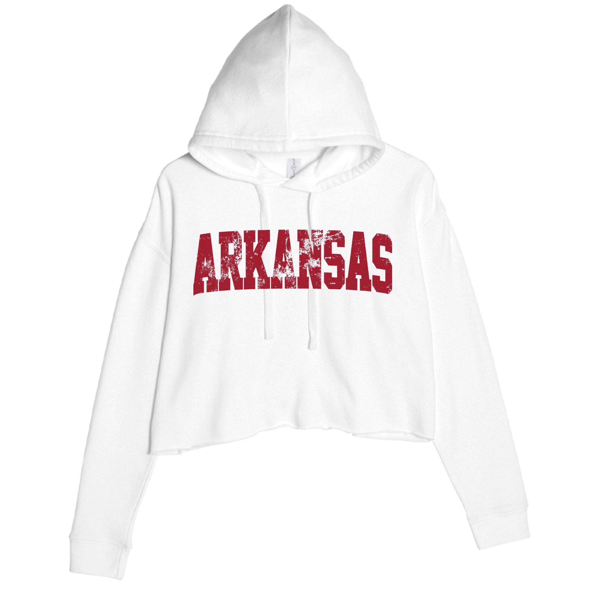 Vintage Arkansas Retro Arkansas Throwback Worn Faded Crop Fleece Hoodie