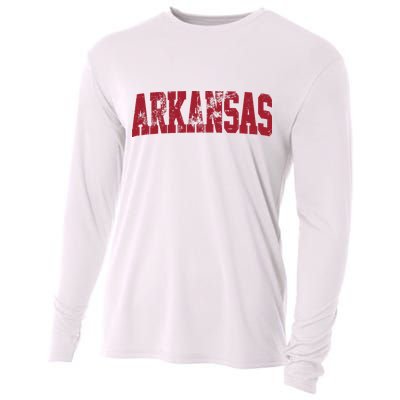 Vintage Arkansas Retro Arkansas Throwback Worn Faded Cooling Performance Long Sleeve Crew