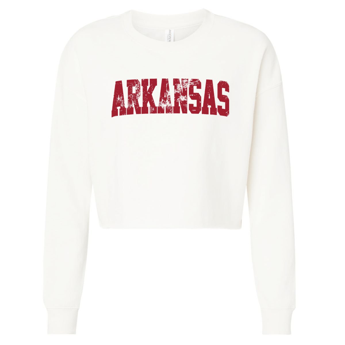 Vintage Arkansas Retro Arkansas Throwback Worn Faded Cropped Pullover Crew