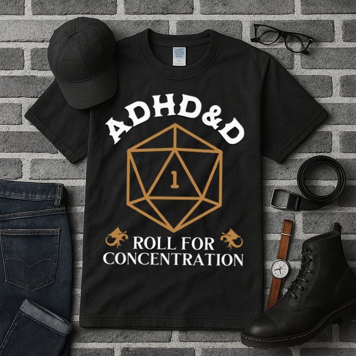 Vintage Adhd&D Roll For Concentration Dnd Tall T-Shirt