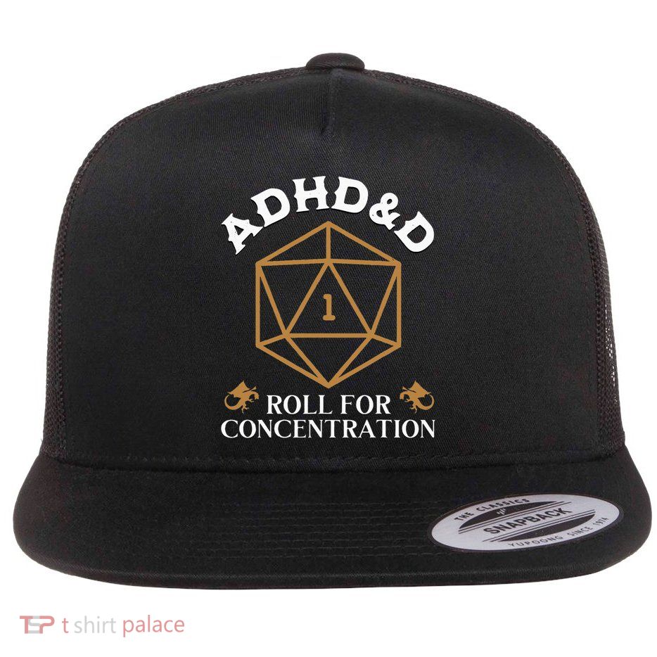 Vintage Adhd&D Roll For Concentration Dnd Flatbill Hat