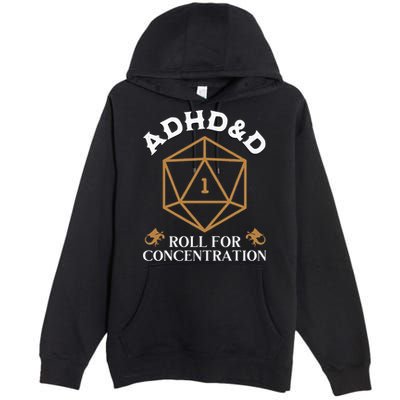 Vintage Adhd&D Roll For Concentration Dnd Premium Pullover Hoodie