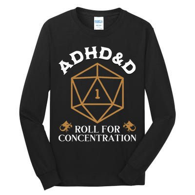 Vintage Adhd&D Roll For Concentration Dnd Tall Long Sleeve T-Shirt