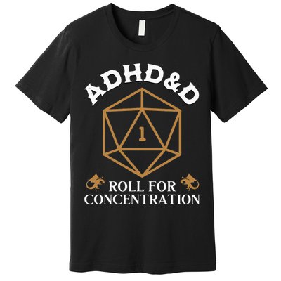Vintage Adhd&D Roll For Concentration Dnd Premium T-Shirt