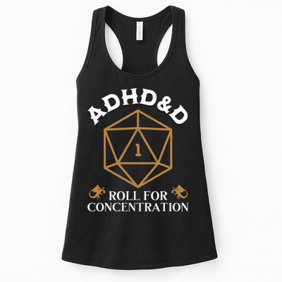 Vintage Adhd&D Roll For Concentration Dnd Womens Tank Top