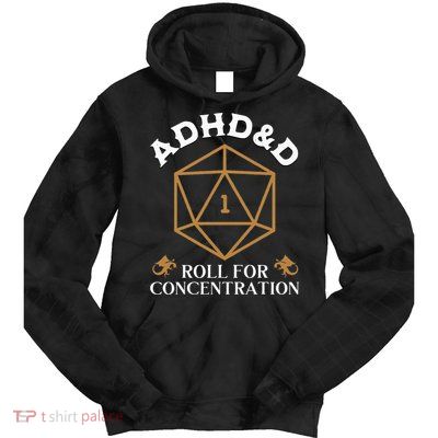 Vintage Adhd&D Roll For Concentration Dnd Tie Dye Hoodie