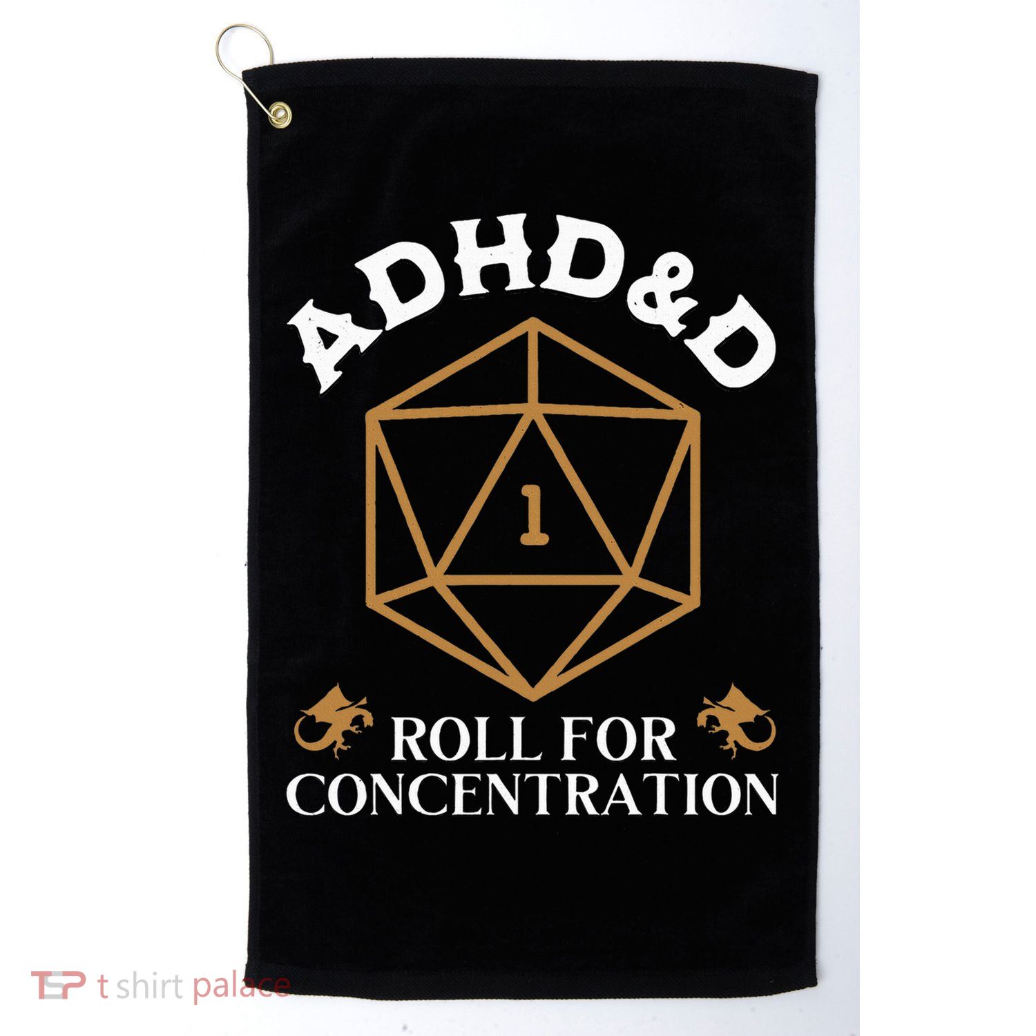Vintage Adhd&D Roll For Concentration Dnd Golf Towel