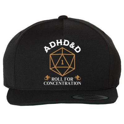 Vintage Adhd&D Roll For Concentration Dnd Wool Snapback Cap