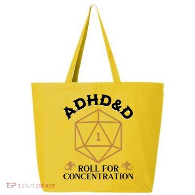 Vintage Adhd&D Roll For Concentration Dnd 25L Jumbo Tote