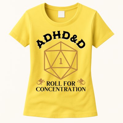 Vintage Adhd&D Roll For Concentration Dnd Womens T-Shirt