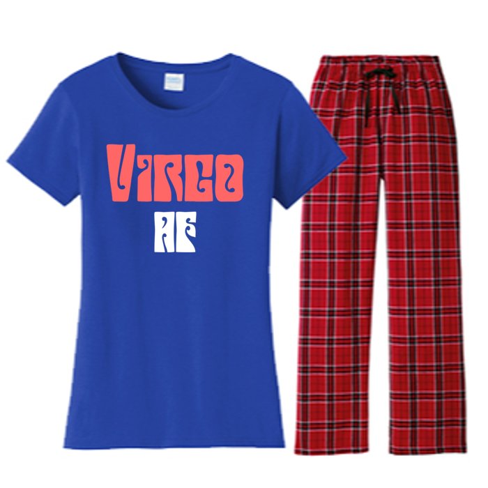 Virgo Af Retro / Hippie Vintage Zodiac Sign Quote Gift Women's Flannel Pajama Set