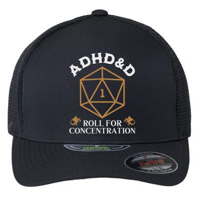 Vintage Adhd&D Roll For Concentration Dnd Flexfit Unipanel Trucker Cap