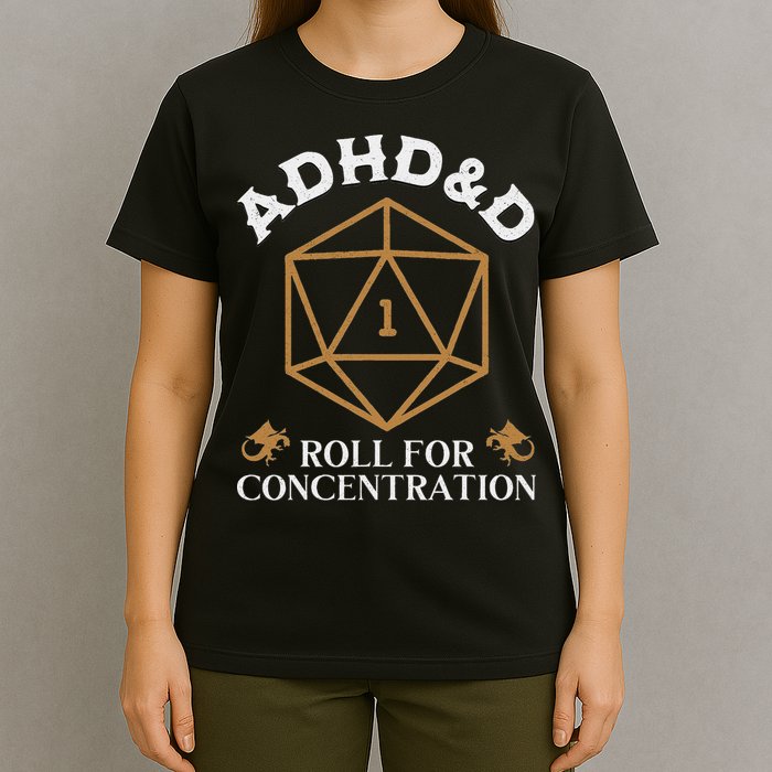 Vintage Adhd&D Roll For Concentration Dnd T-Shirt