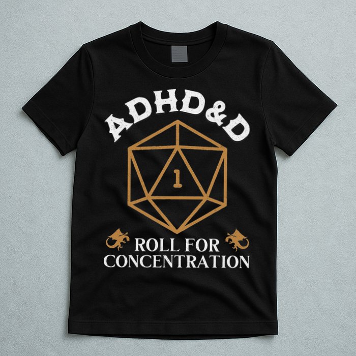 Vintage Adhd&D Roll For Concentration Dnd T-Shirt