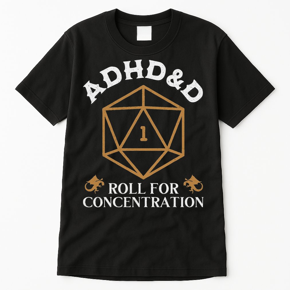 Vintage Adhd&D Roll For Concentration Dnd Tall T-Shirt