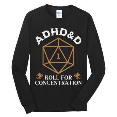 Vintage Adhd&D Roll For Concentration Dnd Tall Long Sleeve T-Shirt