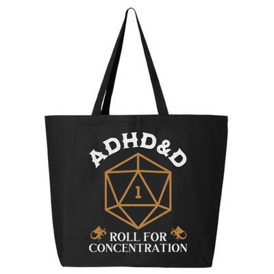 Vintage Adhd&D Roll For Concentration Dnd 25L Jumbo Tote