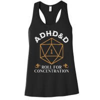 Vintage Adhd&D Roll For Concentration Dnd Women's Racerback Tank