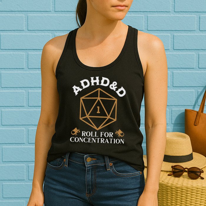 Vintage Adhd&D Roll For Concentration Dnd Womens Tank Top