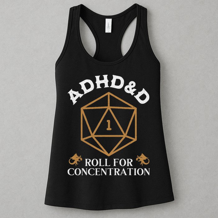 Vintage Adhd&D Roll For Concentration Dnd Womens Tank Top