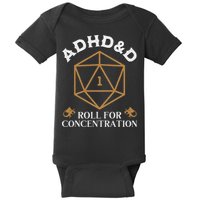 Vintage Adhd&D Roll For Concentration Dnd Baby Bodysuit