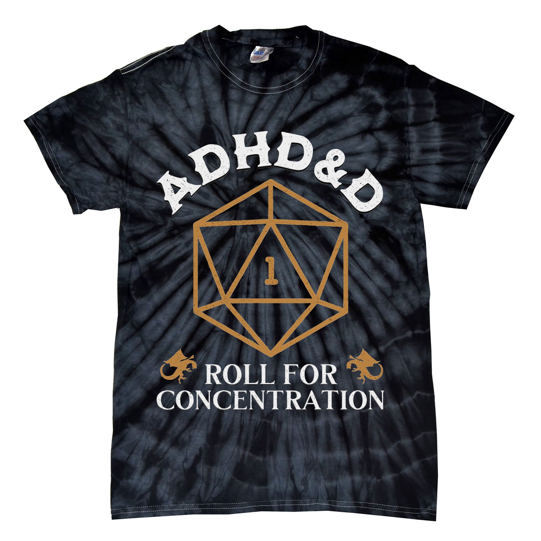 Vintage Adhd&D Roll For Concentration Dnd Tie-Dye T-Shirt