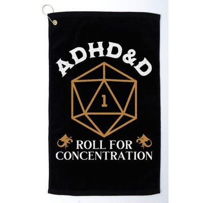 Vintage Adhd&D Roll For Concentration Dnd Golf Towel
