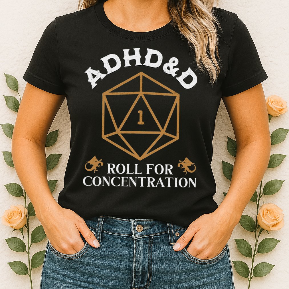 Vintage Adhd&D Roll For Concentration Dnd Womens T-Shirt