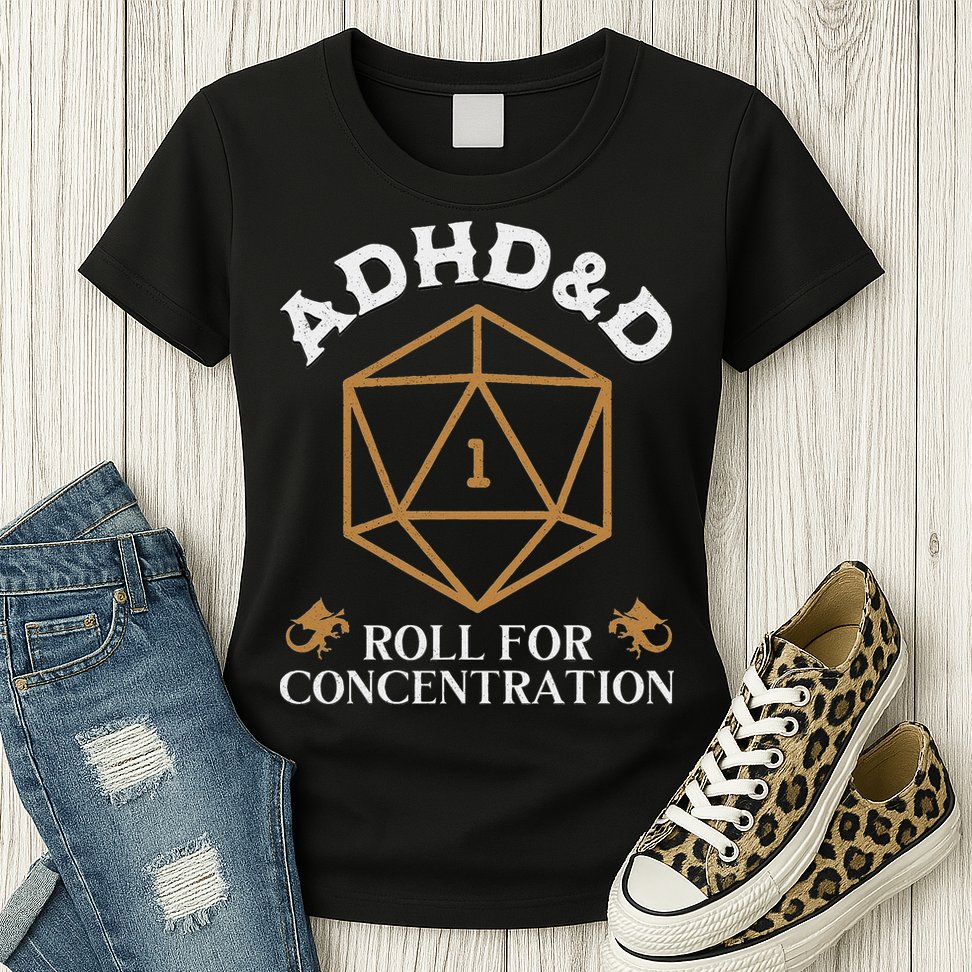 Vintage Adhd&D Roll For Concentration Dnd Womens T-Shirt