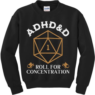 Vintage Adhd&D Roll For Concentration Dnd Kids Sweatshirt