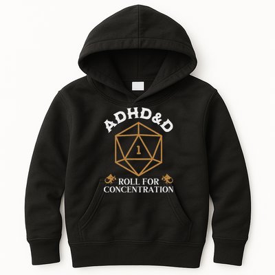 Vintage Adhd&D Roll For Concentration Dnd Kids Hoodie