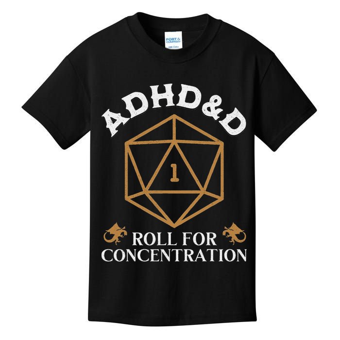 Vintage Adhd&D Roll For Concentration Dnd Kids T-Shirt