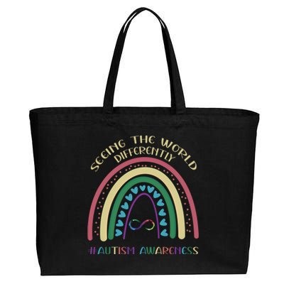 Vintage Autism Rainbow Infinity Seeing The World Differently Cool Gift Cotton Canvas Jumbo Tote