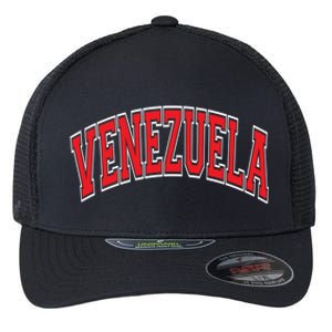 Venezuela Arched Red Text Gift Flexfit Unipanel Trucker Cap