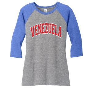 Venezuela Arched Red Text Gift Women's Tri-Blend 3/4-Sleeve Raglan Shirt