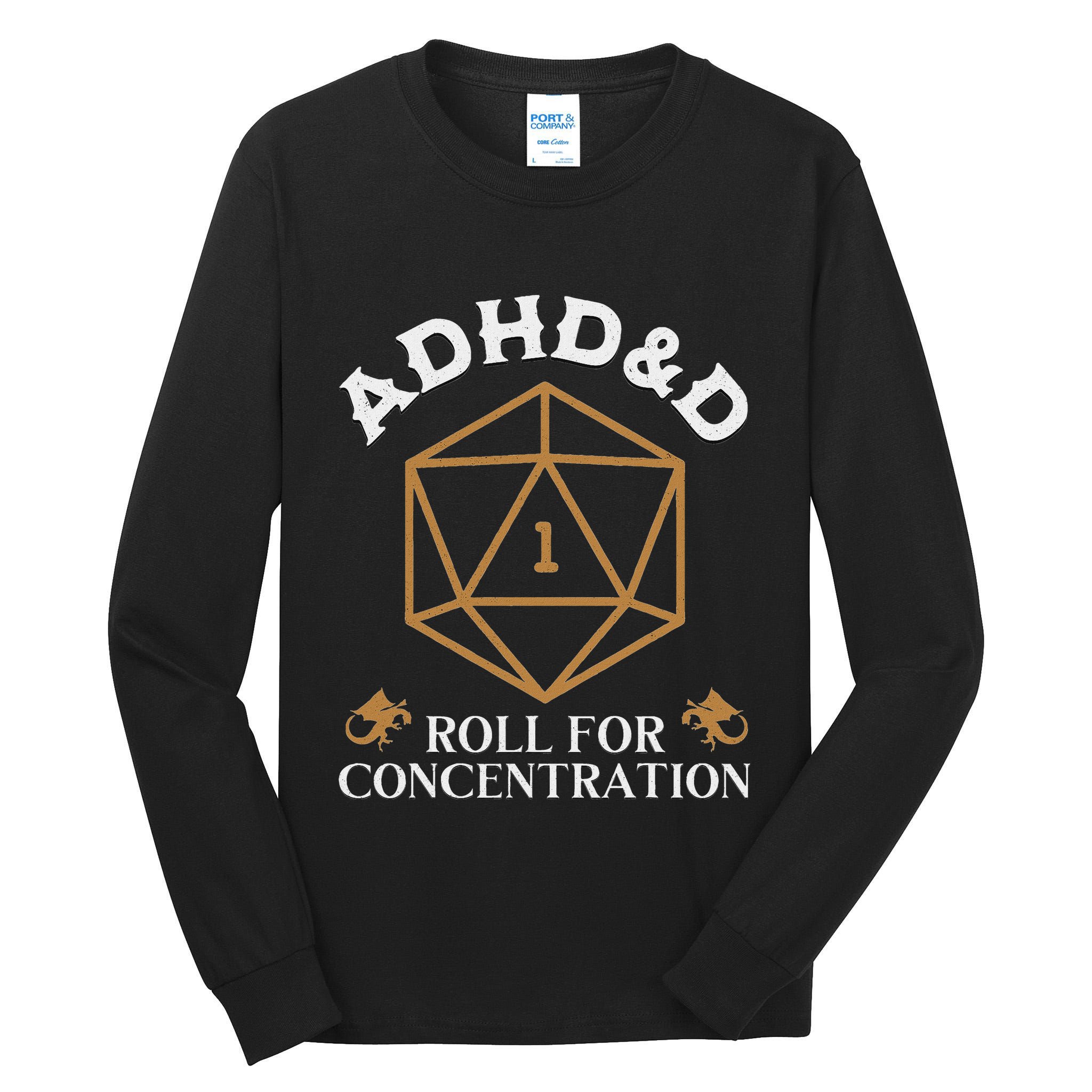 Vintage Adhd&D Roll For Concentration Dnd Women Tall Long Sleeve T-Shirt