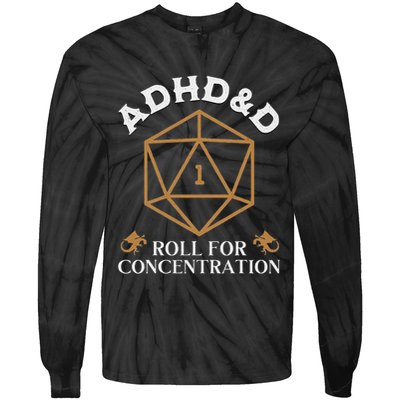 Vintage Adhd&D Roll For Concentration Dnd Women Tie-Dye Long Sleeve Shirt