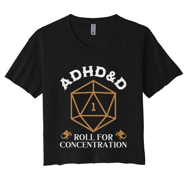 Vintage Adhd&D Roll For Concentration Dnd Women Crop Top