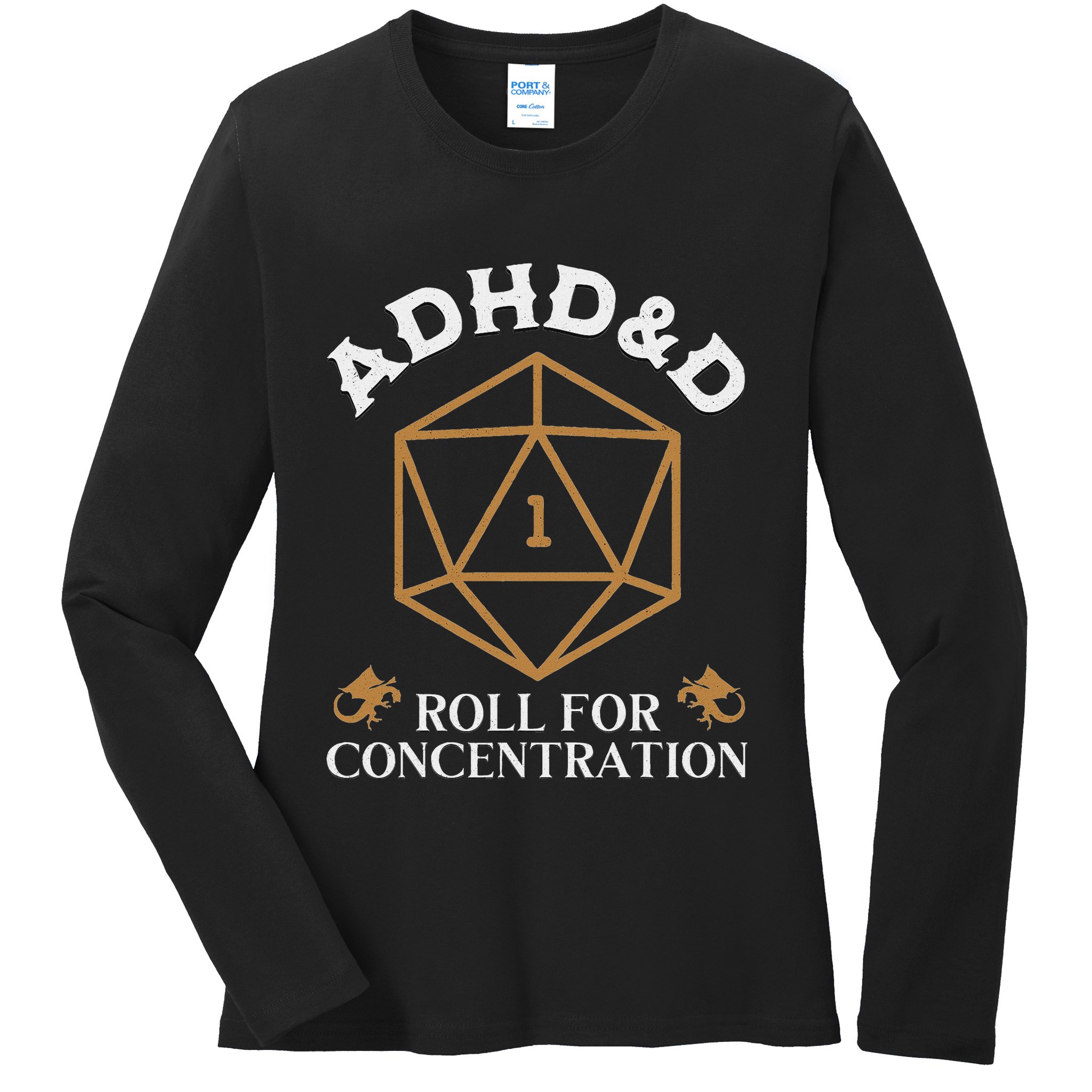 Vintage Adhd&D Roll For Concentration Dnd Women Ladies Long Sleeve Shirt