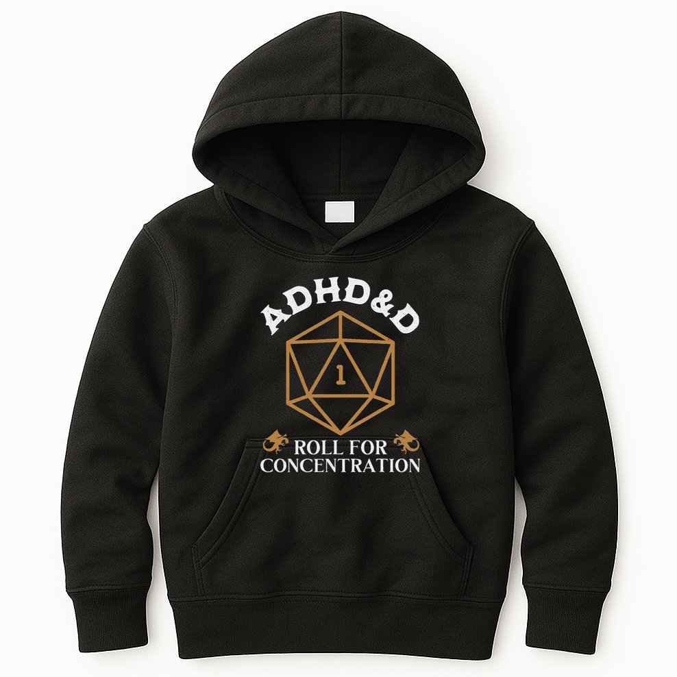 Vintage Adhd&D Roll For Concentration Dnd Women Kids Hoodie